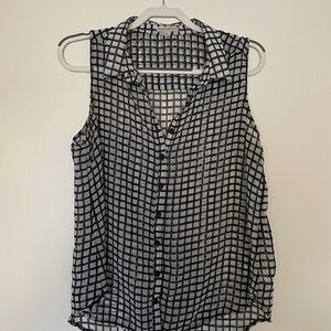 Black and White Checkered Sleeveless Top